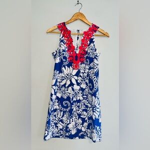 Lilly Pulitzer Augusta Shift Dress Blue & coral sz 2
